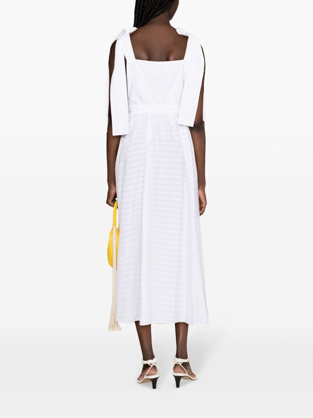 seersucker flared midi dress - 4