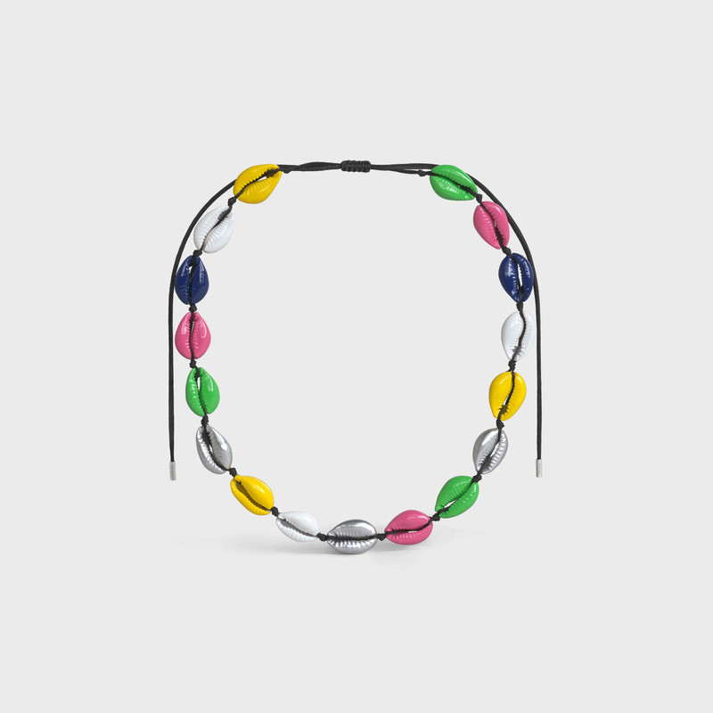 San Onofre Necklace in Shell, Lacquer, Silver Brass and Polyester 1