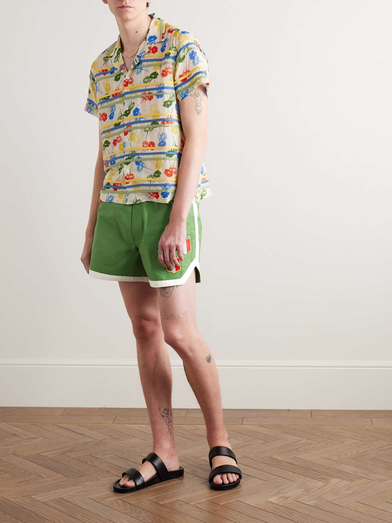 BODE Euro Straight-Leg Appliquéd Cotton-Twill Shorts outlook