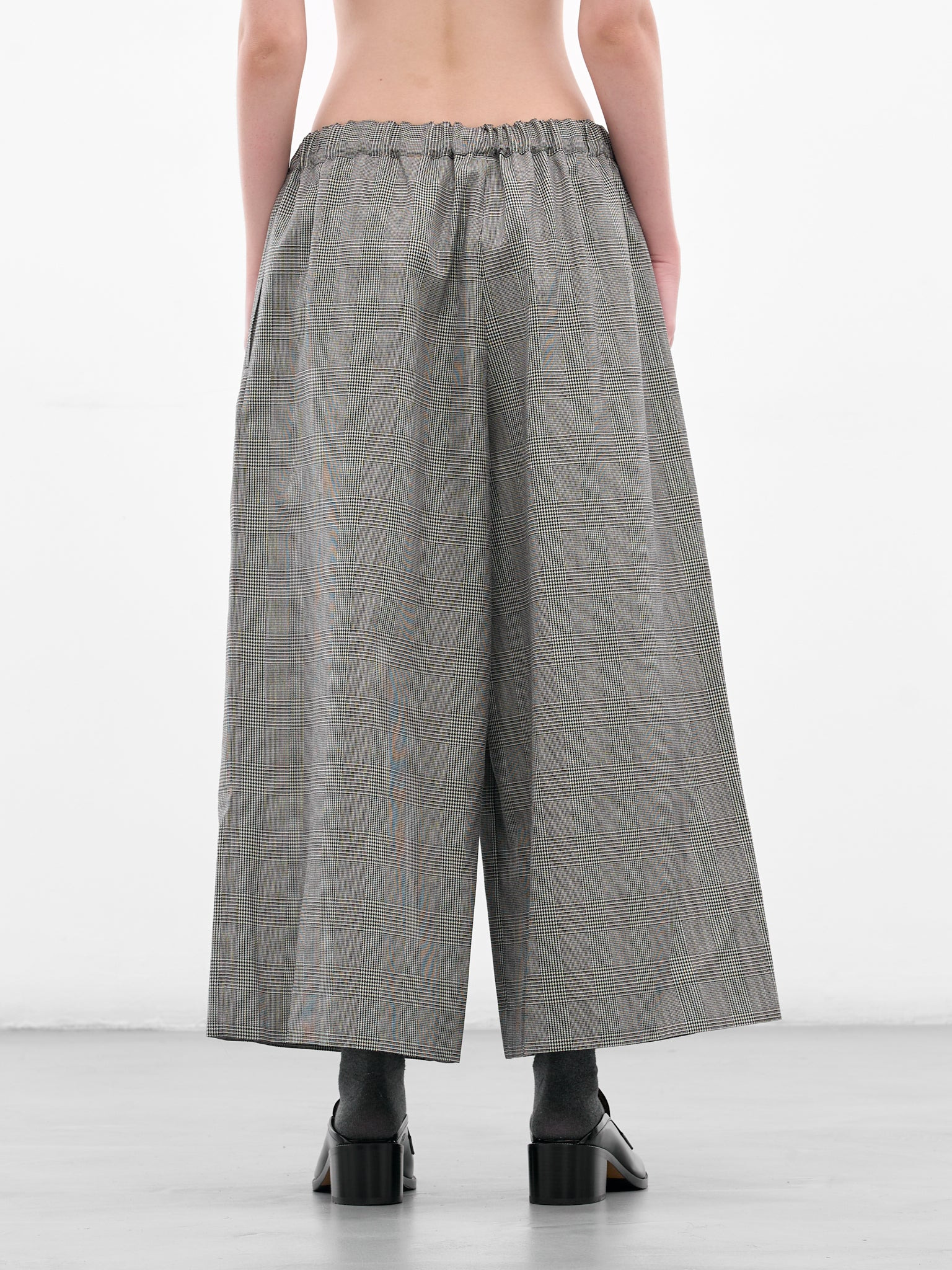 Gray Check Elasticated Baggy Trousers - 3