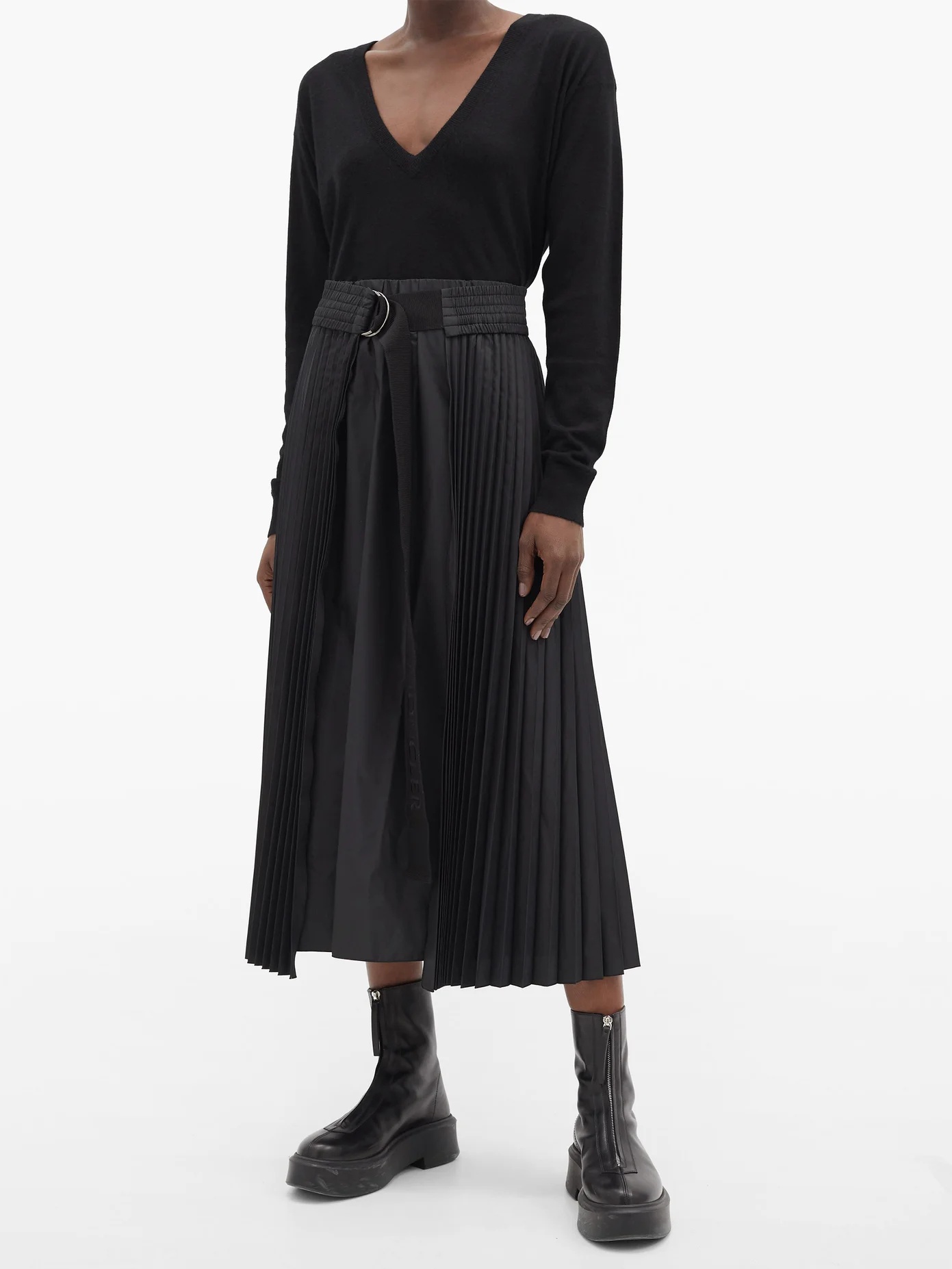 Pleated taffeta midi skirt - 2