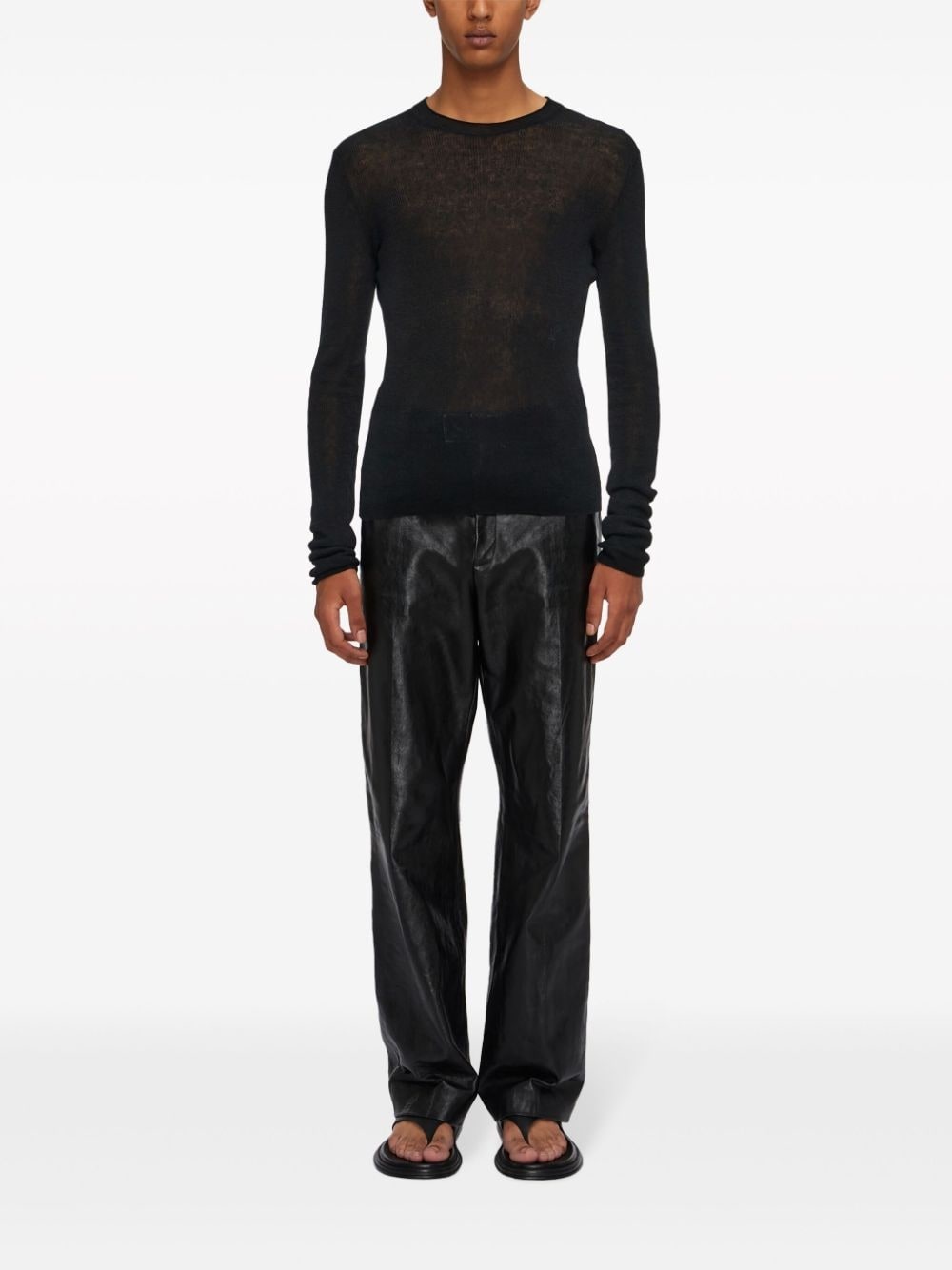 ribbed-knit linen jumper - 2