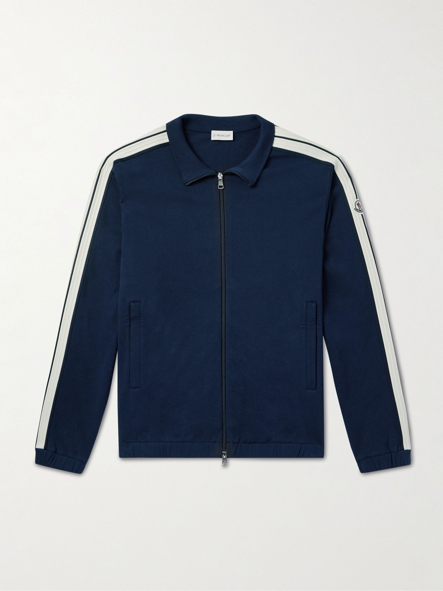 Striped Cotton-Jersey Track Jacket Navy - 1