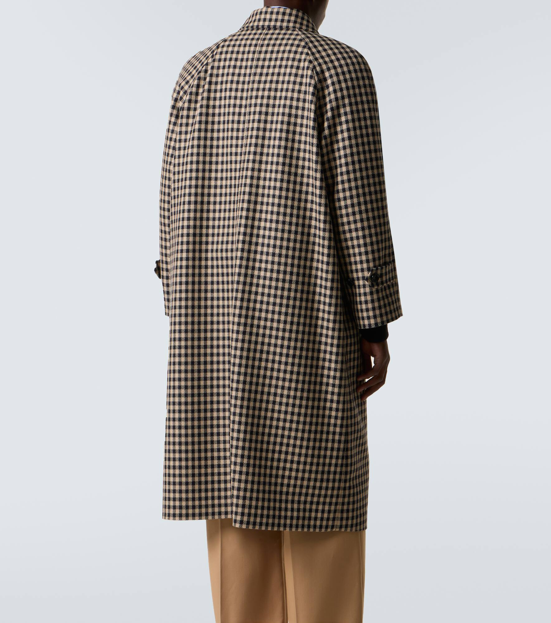 Gingham cotton and wool coat - 4