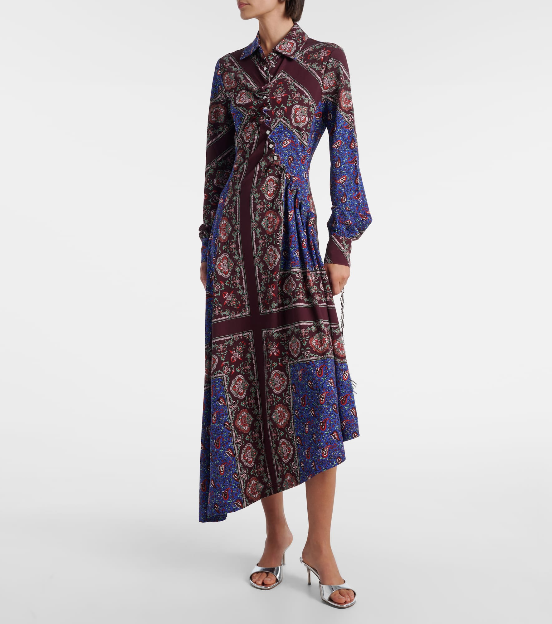 Asymmetric paisley printed midi dress - 2