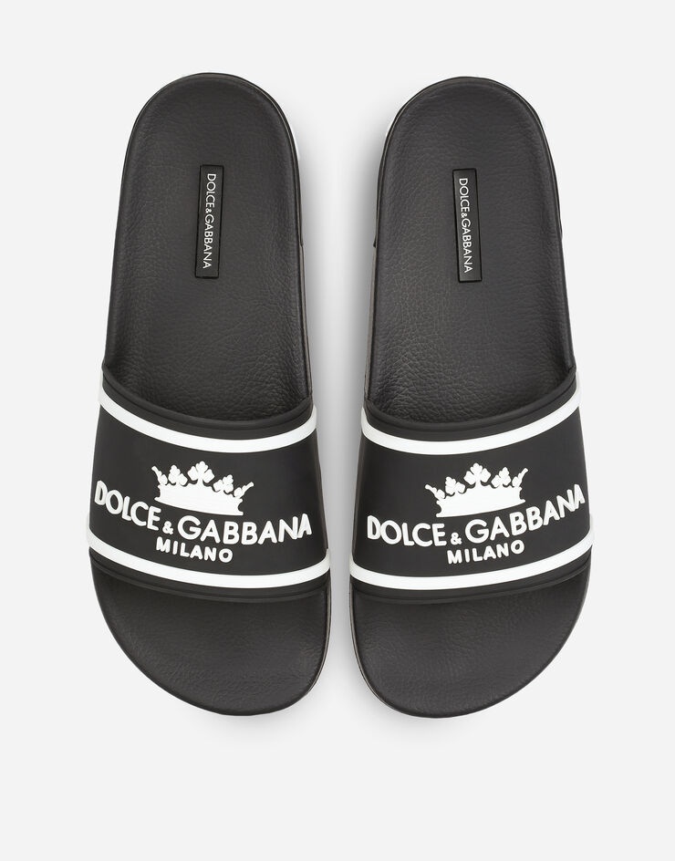 Rubber beachwear sliders with Dolce&Gabbana milano and crown - 4