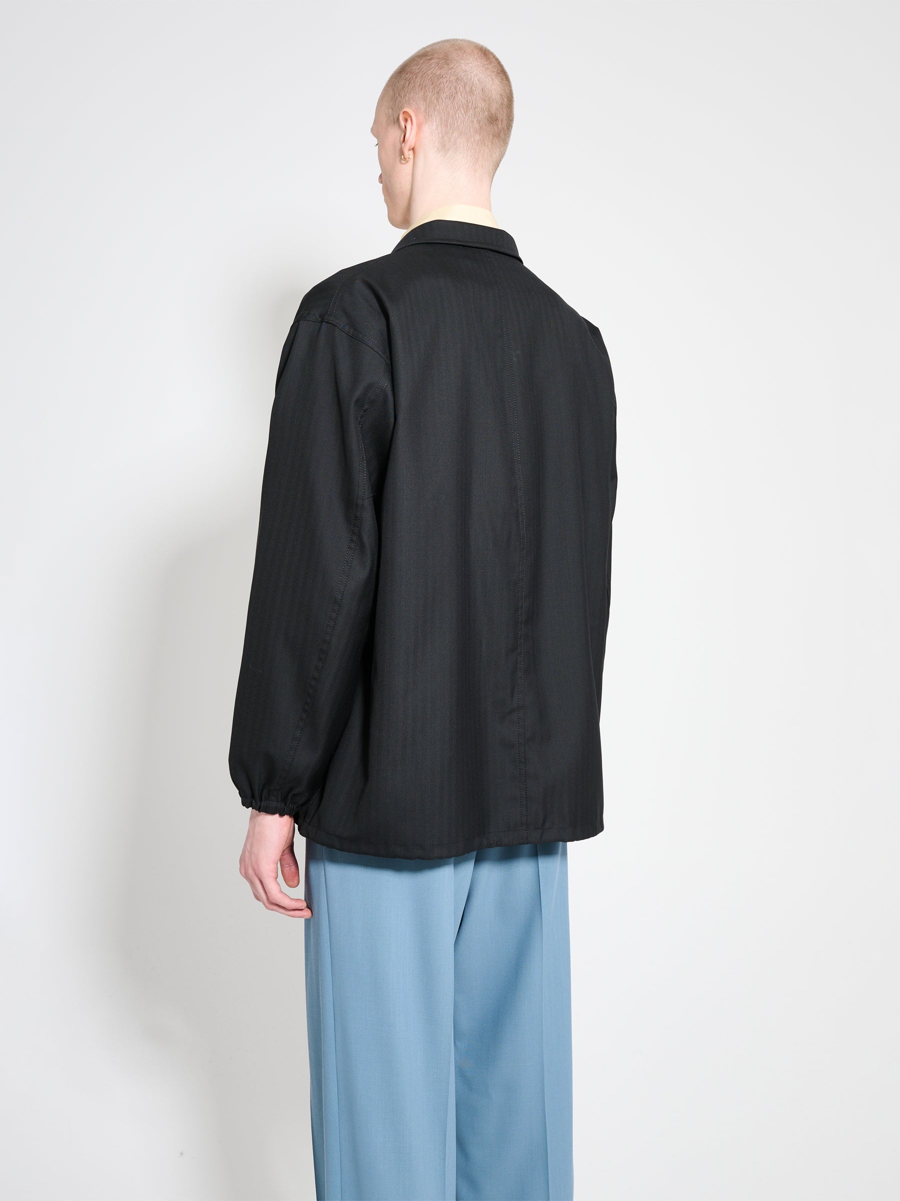 COMME DES GARÇONS HOMME WOOL HERRINGBONE JACKET BLACK - 5