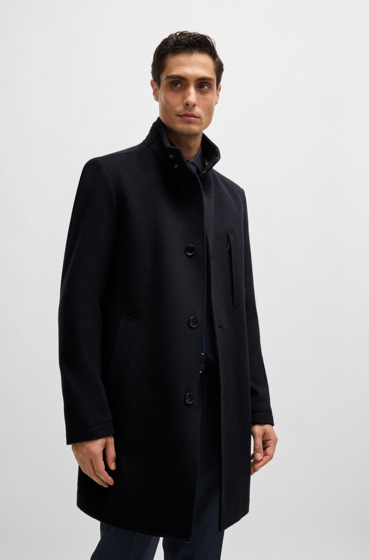 SLIM-FIT COAT IN WOOL AND CASHMERE - 2