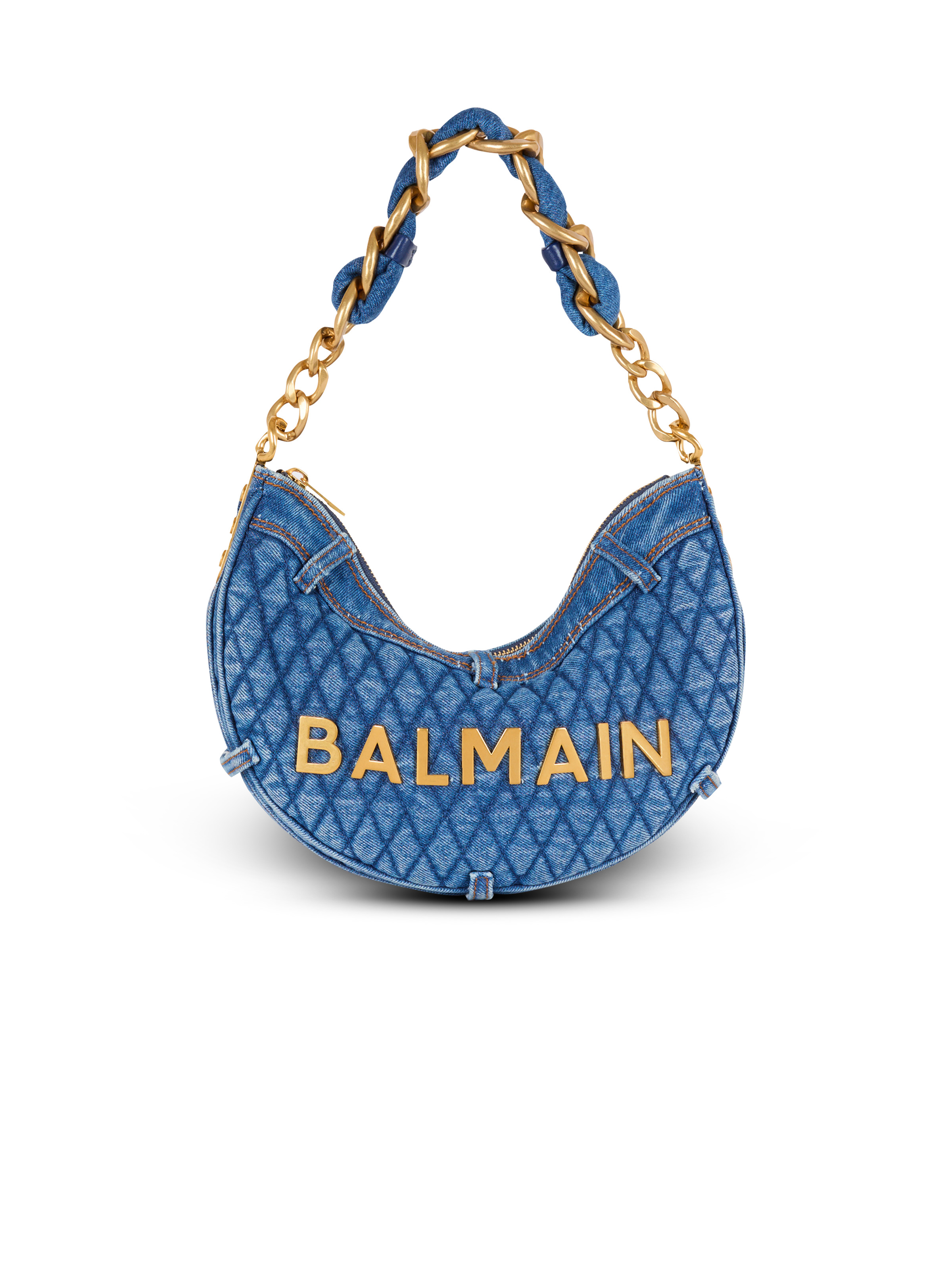 1945 Soft Moon bag in diamond-quilted denim - 1