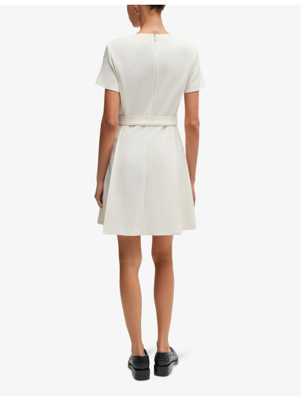 Round-neck short-sleeve stretch-woven mini dress - 4