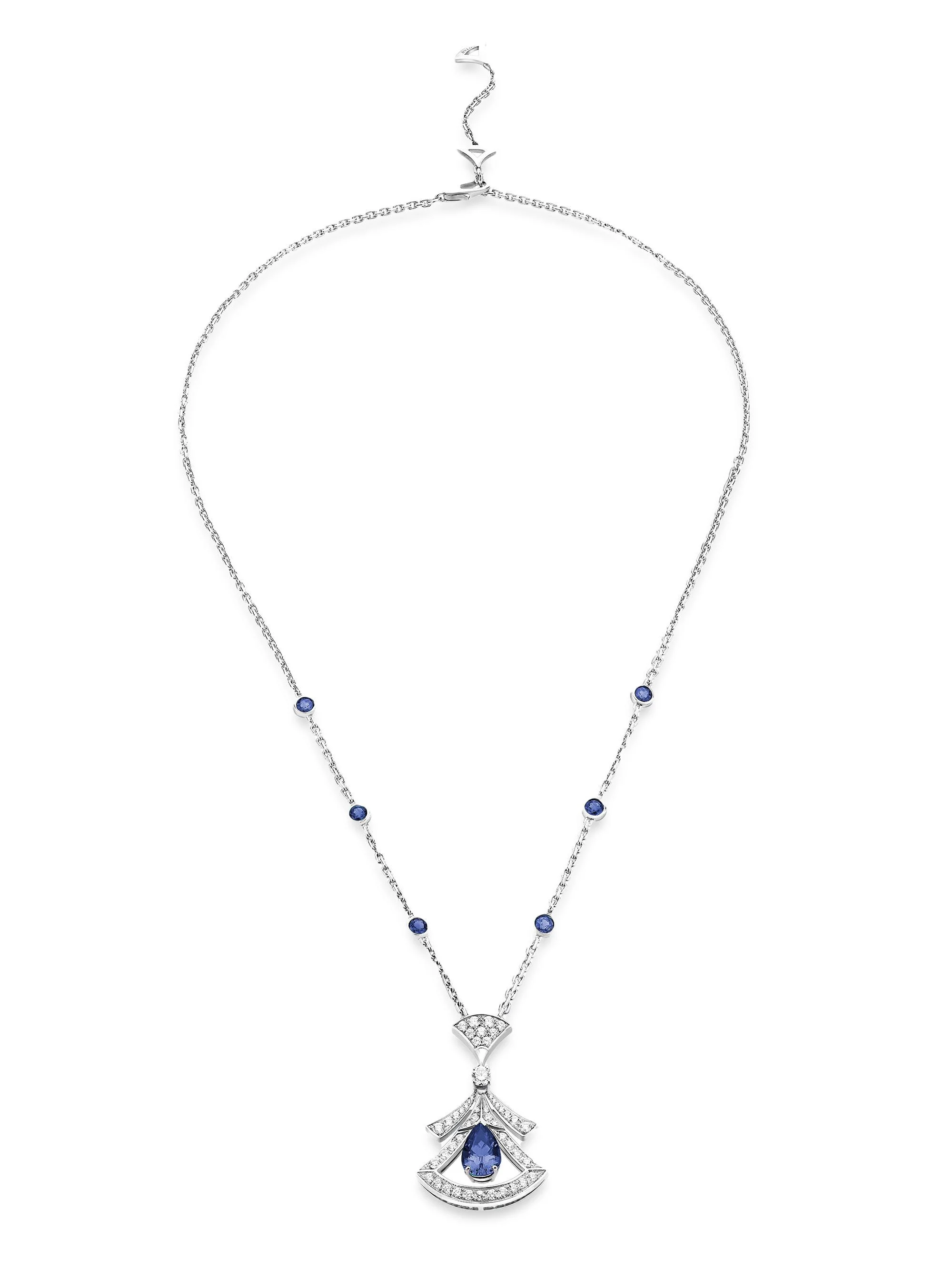 Women's Divas' Dream 18K White Gold, Blue Sapphire, & Diamond Pendant Necklace - 1