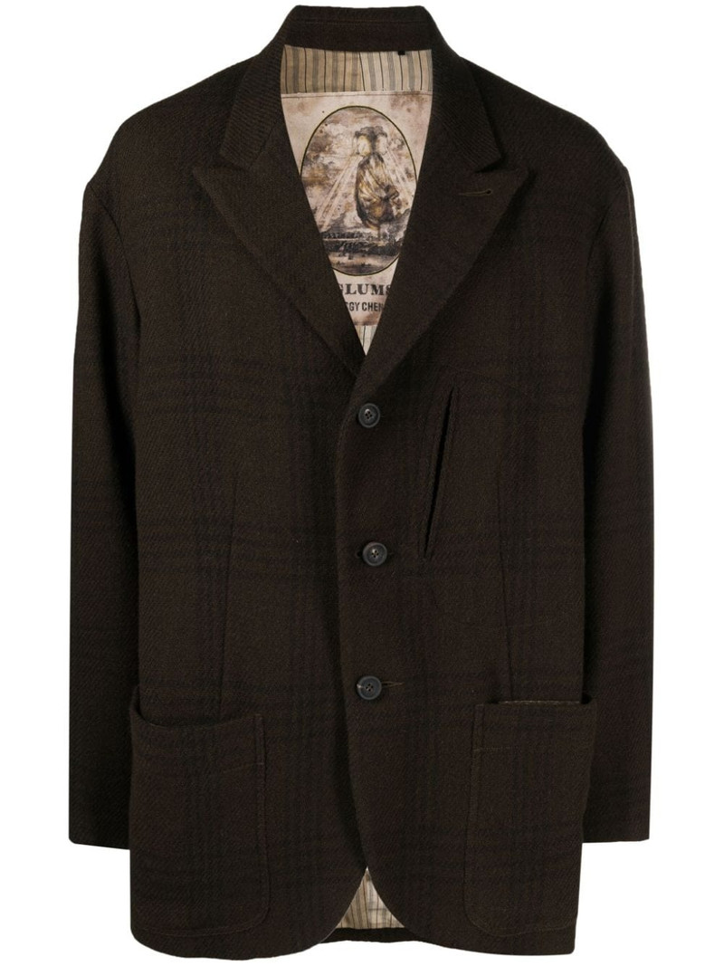 peak-lapels check-pattern blazer 1