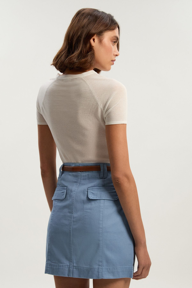 Denim Seamed Mini Skirt 5