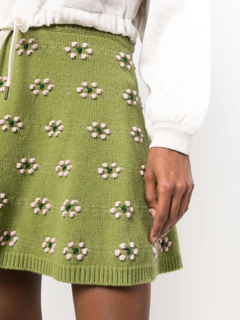 floral-motif wool skirt - 5
