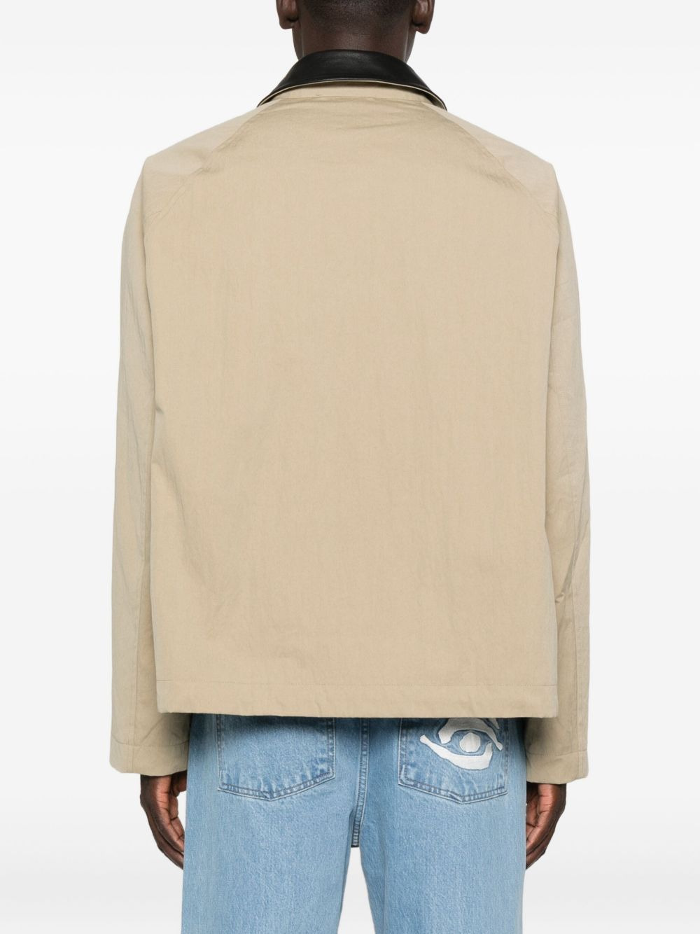 contrast-collar zip-up jacket - 4