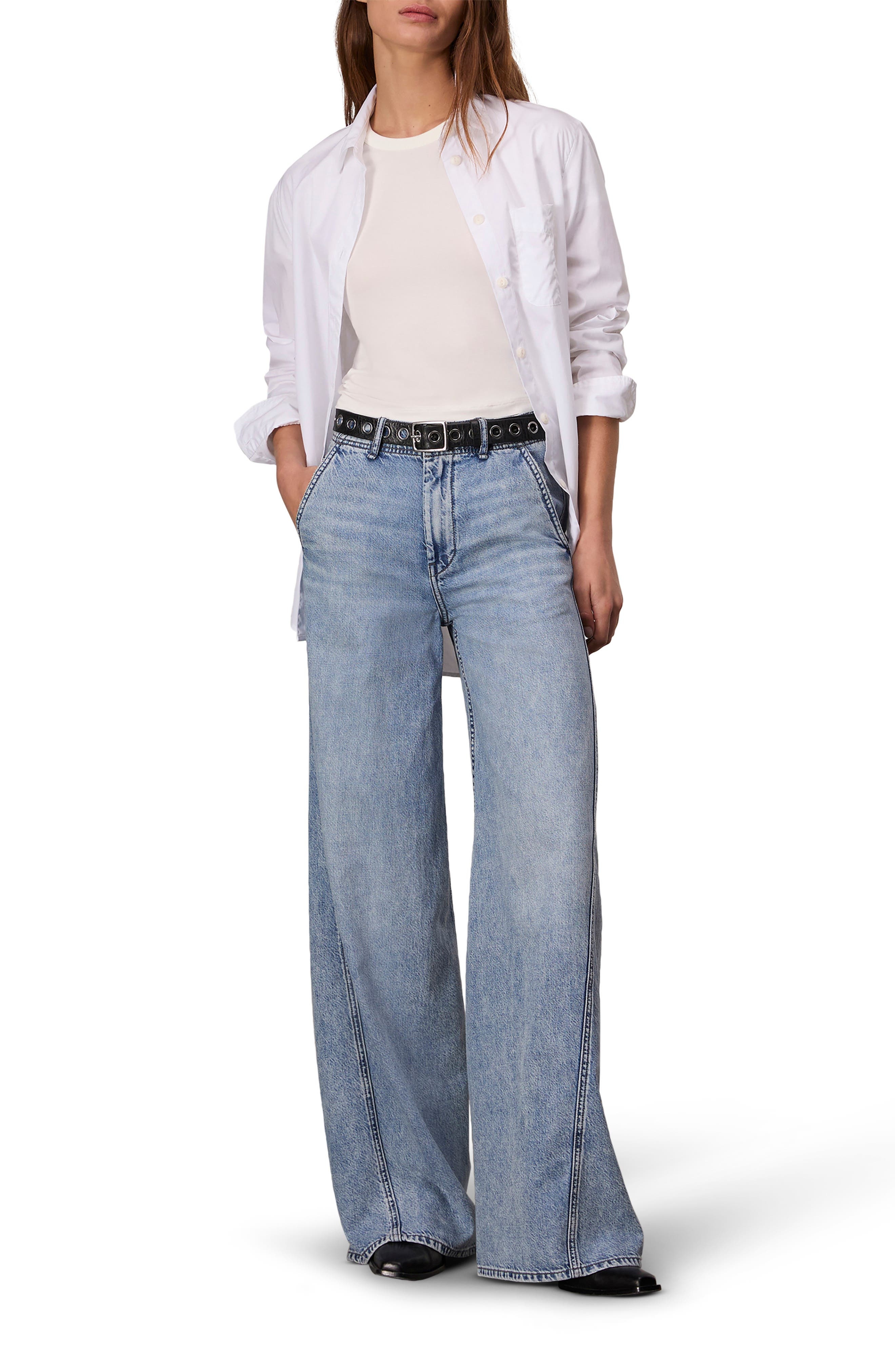 rag & bone Tailored Sofie High Waist Wide Leg Jeans in Annie at Nordstrom - 6