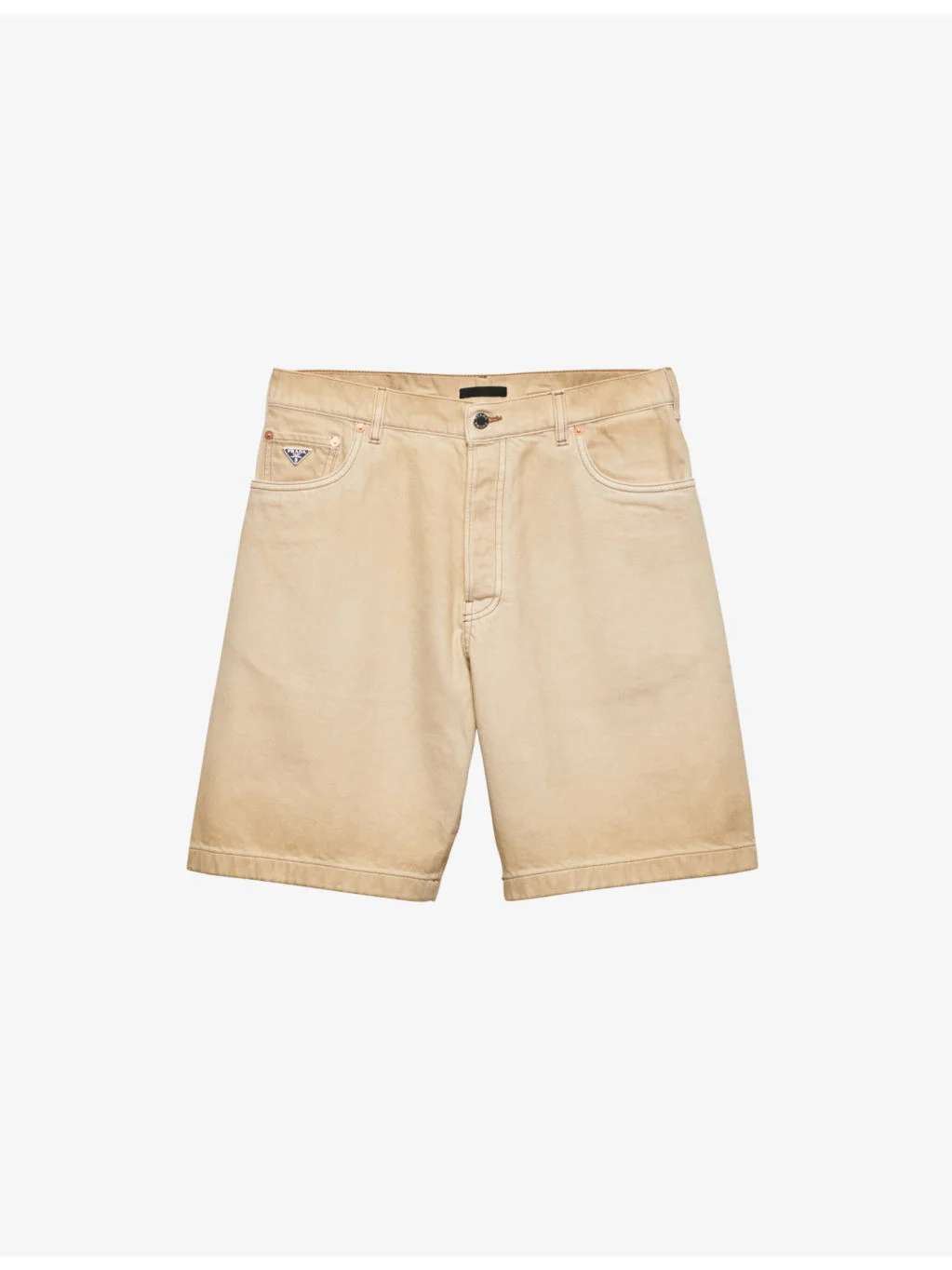Brand-plaque faded-wash denim shorts - 1