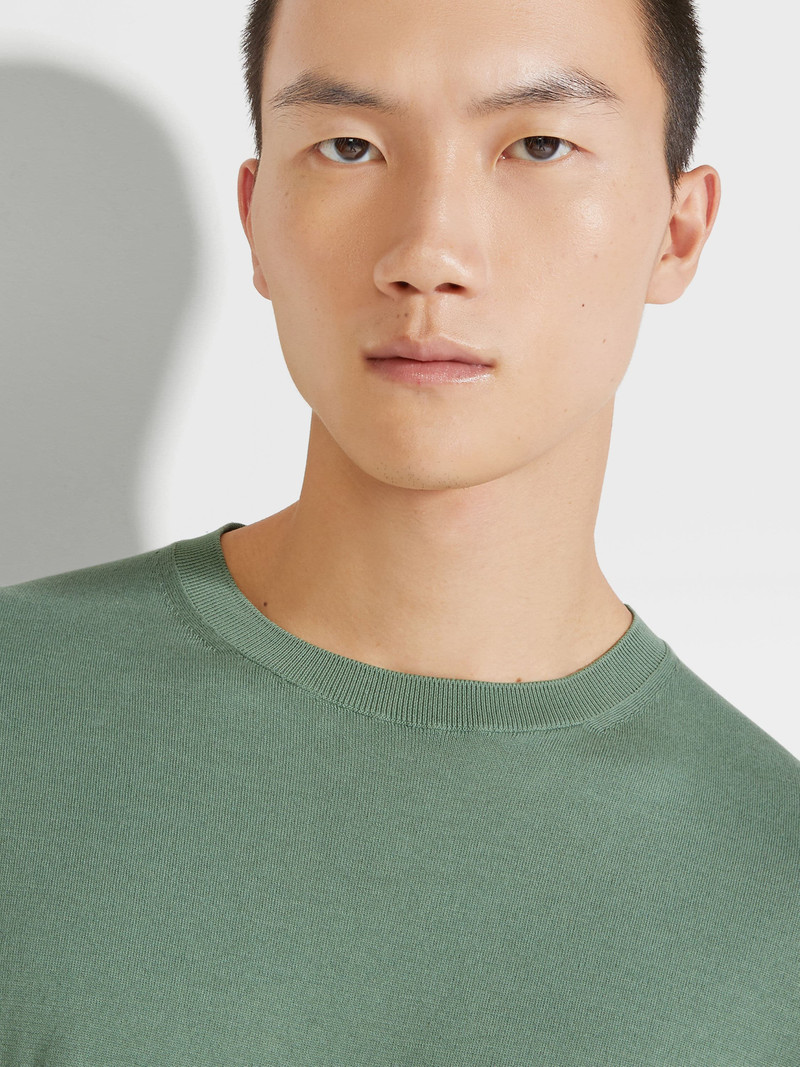ZEGNA SAGE GREEN PREMIUM COTTON T-SHIRT outlook