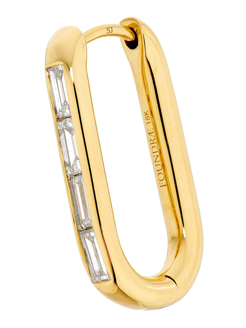 Women's 18K Yellow Gold & 0.30 TCW Diamond Single Oval Link Earring - Yellow Gold 4