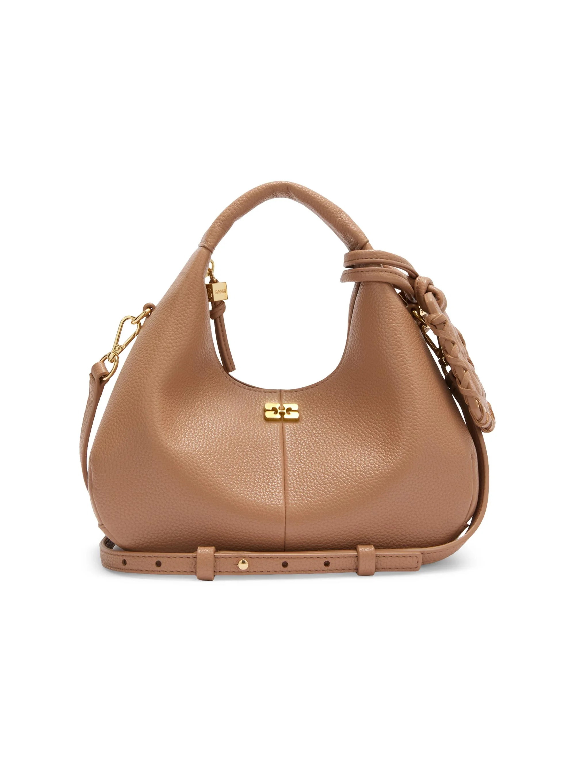 Women's Mini Logo Grained Hobo Bag - Beige - 1