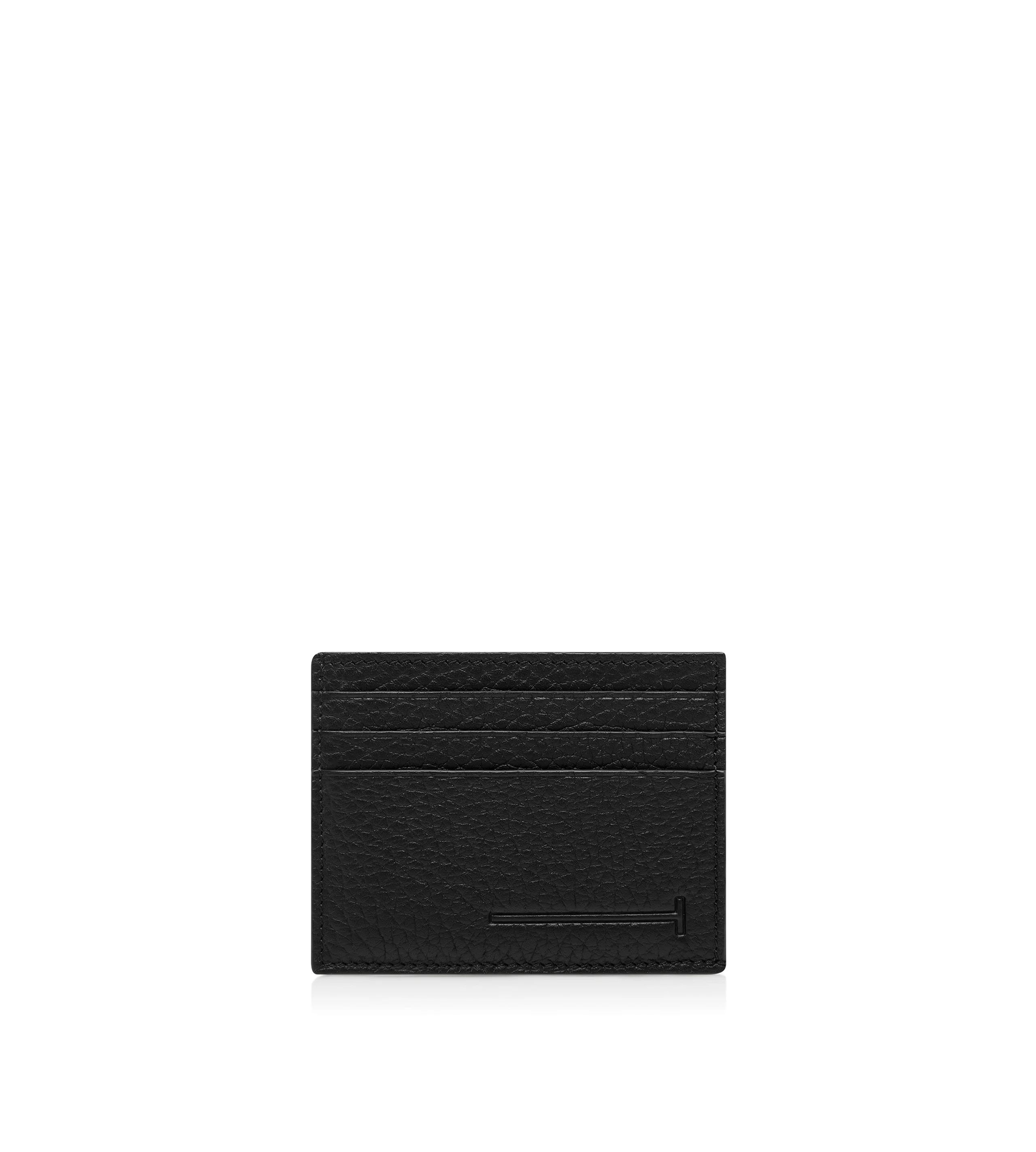 PRINTED DEER LEATHER ELONGATED T LINE CARD HOLDER WITH CENTRAL POCKET - 1