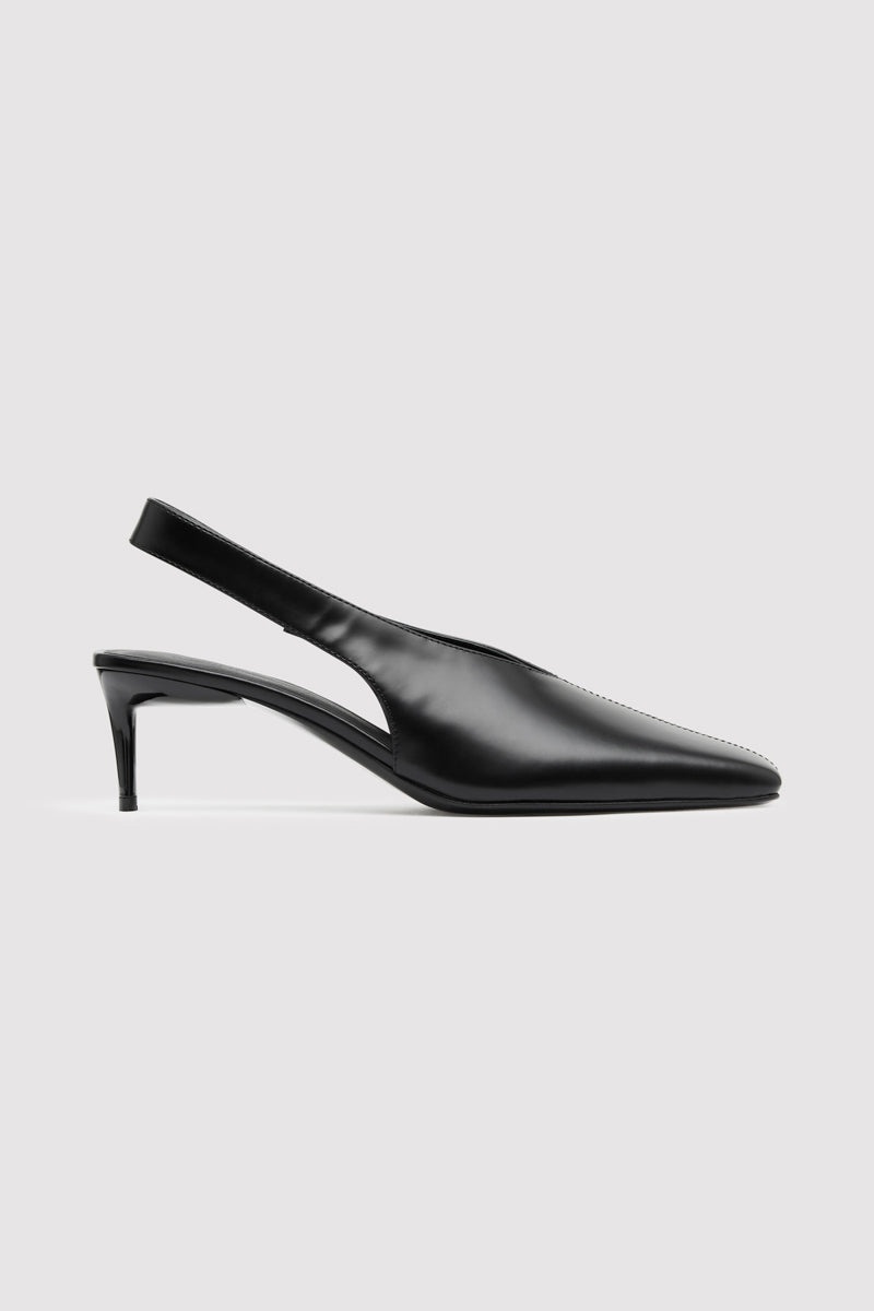 Square Toe Sling Back Heel - Black - 1