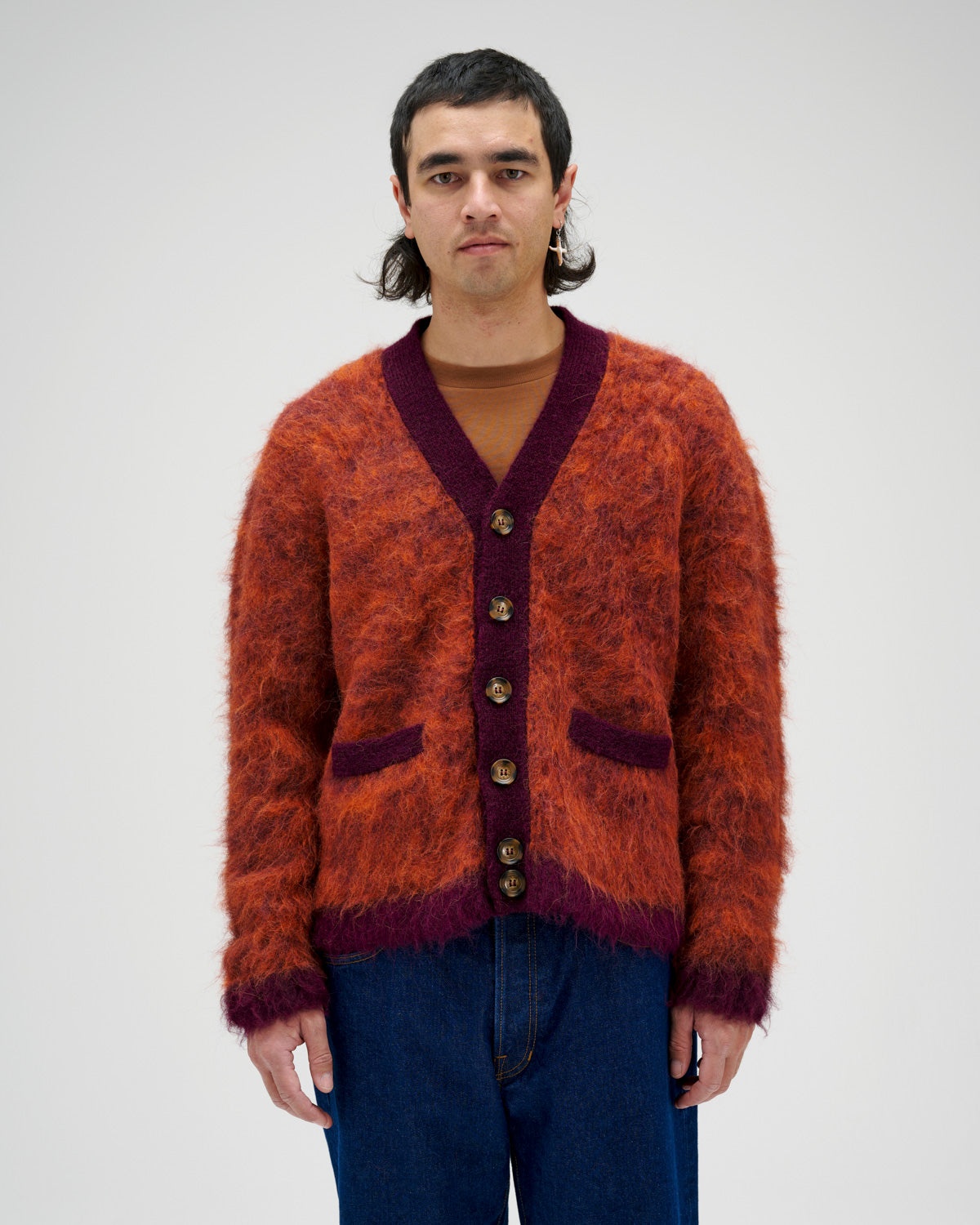 Marled Alpaca Cardigan - Purple - 4