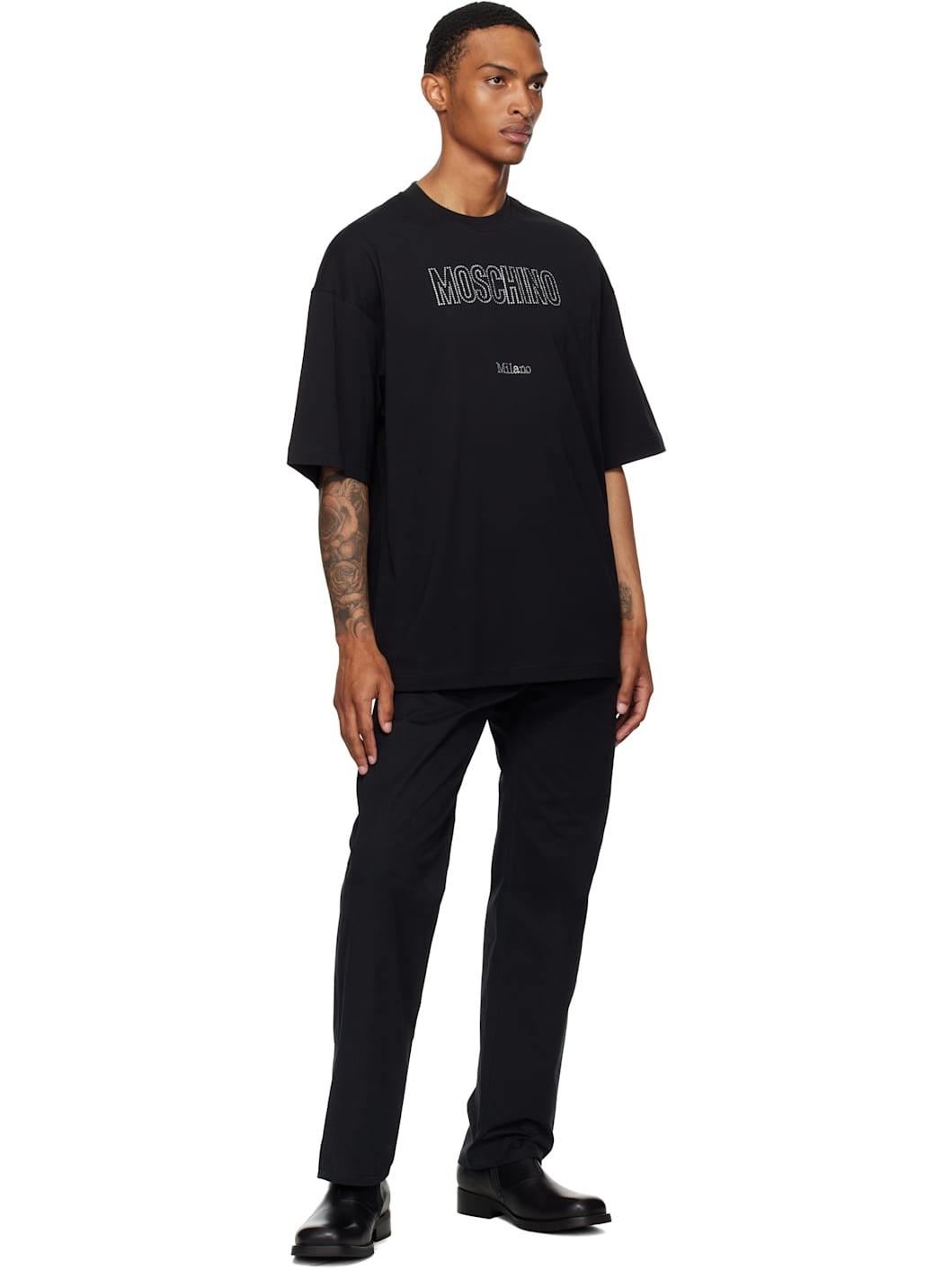 Black Organic Decorated T-Shirt - 4