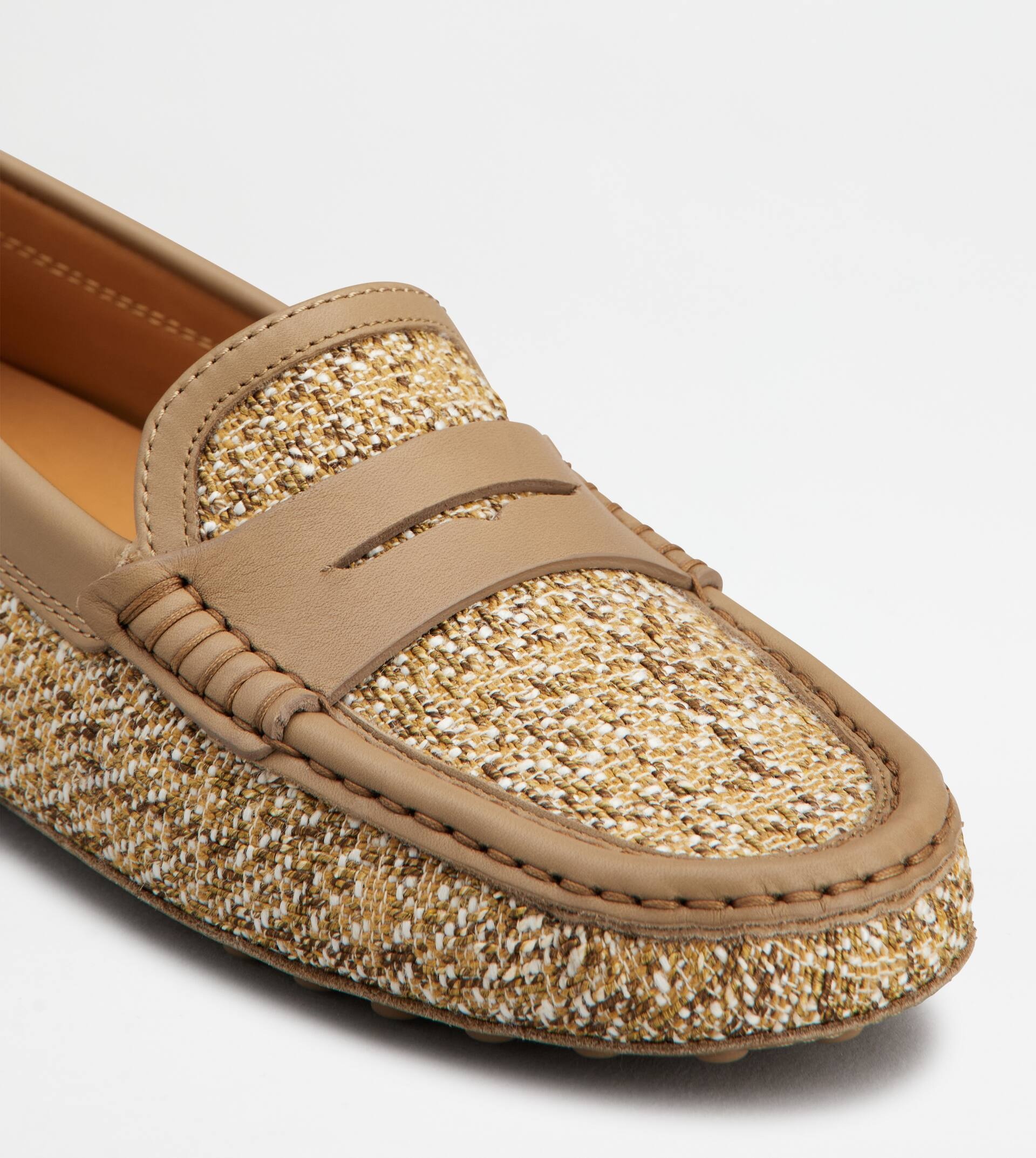 GOMMINO DRIVING SHOES IN FABRIC AND LEATHER - BEIGE - 6