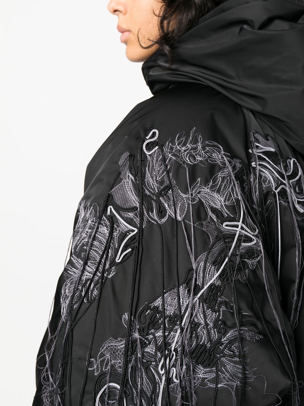 embroidered mitten-cuff jacket - 5