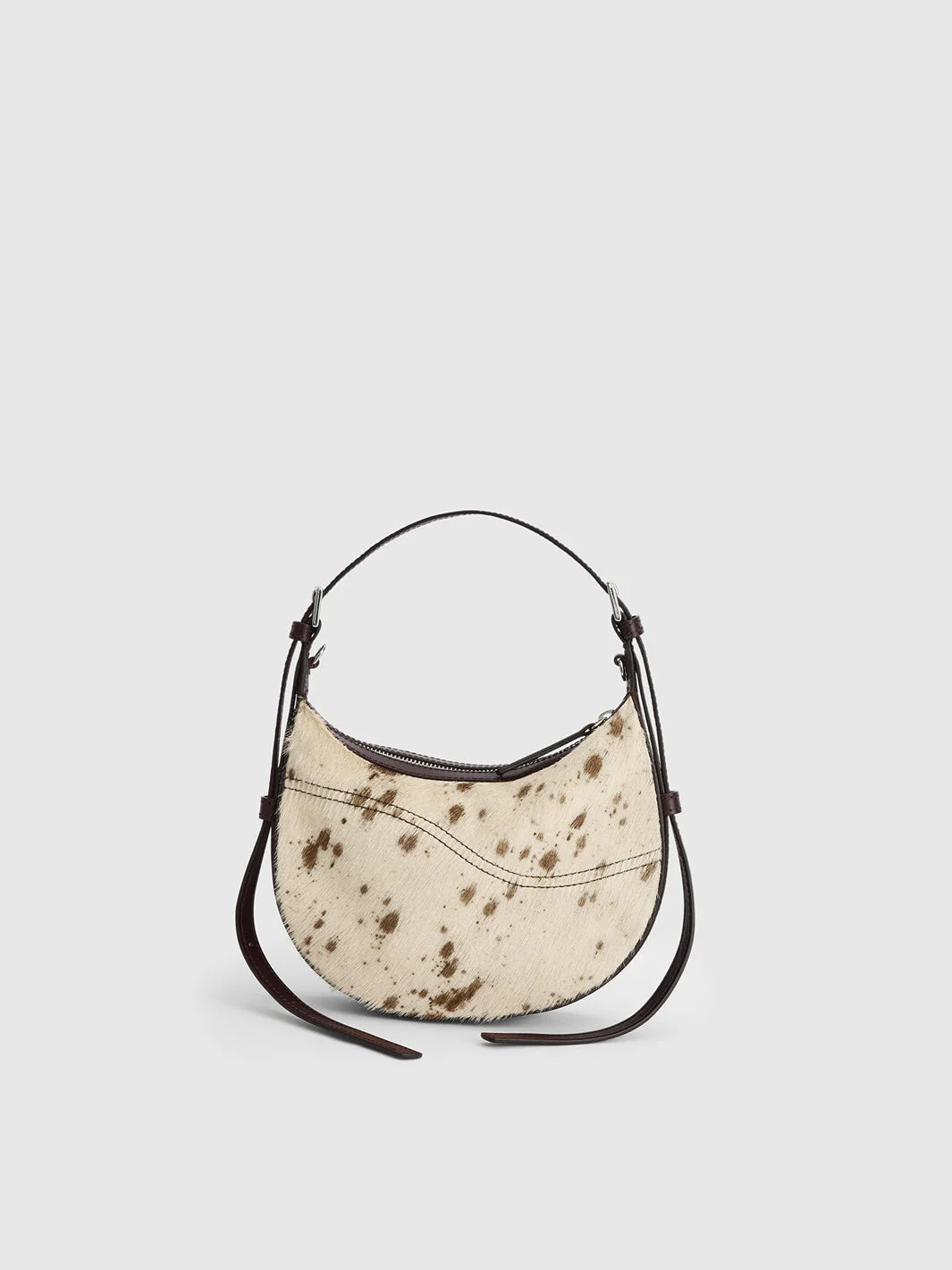 Silea Mandorla/Walnut Printed Mini Cow/Leather Mini hobo bag - 1