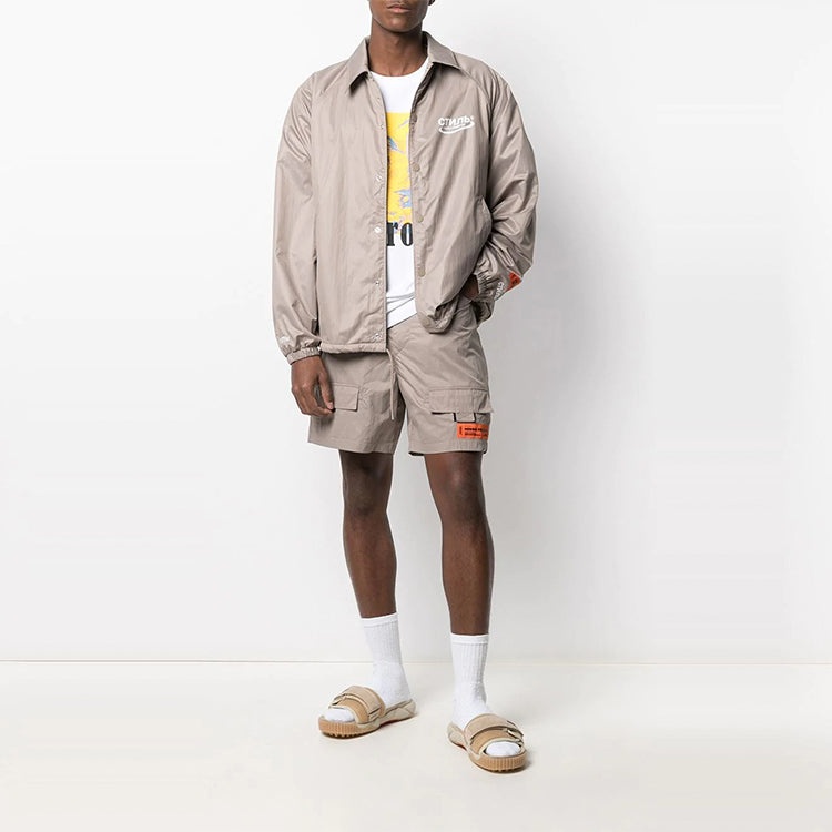 HERON PRESTON SS21 Spray Cotton Shorts 'Khaki' HMCB005R21FAB0016100 - 3