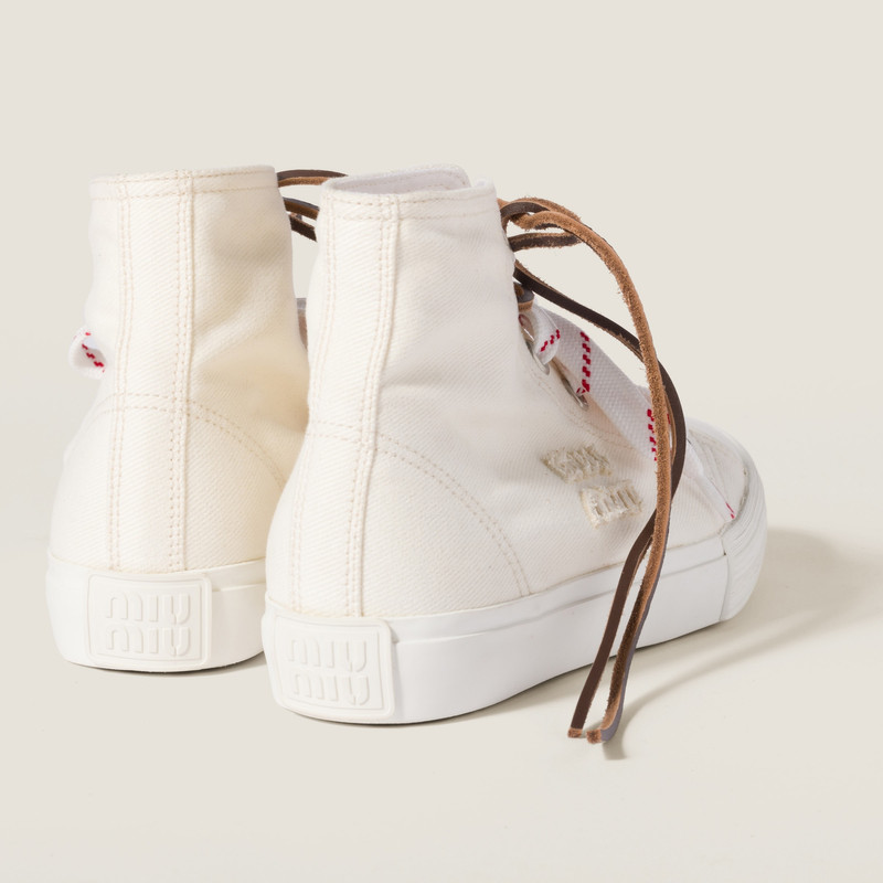 Miu Miu Washed denim high-top sneakers outlook
