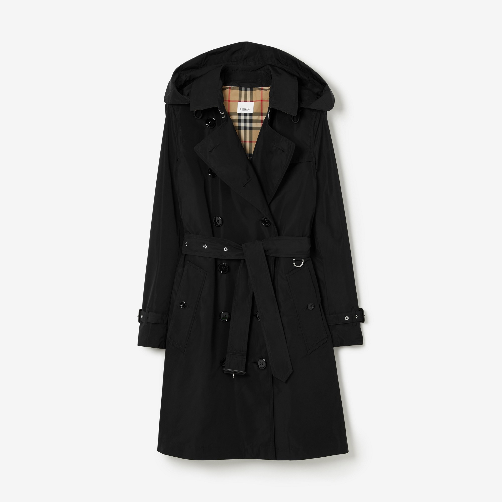 Detachable Hood Taffeta Kensington Trench Coat - 1