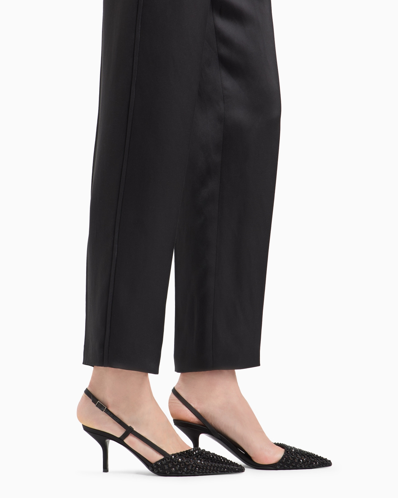 GLITTER SILK SATIN SINGLE-PLEAT TROUSERS - 5