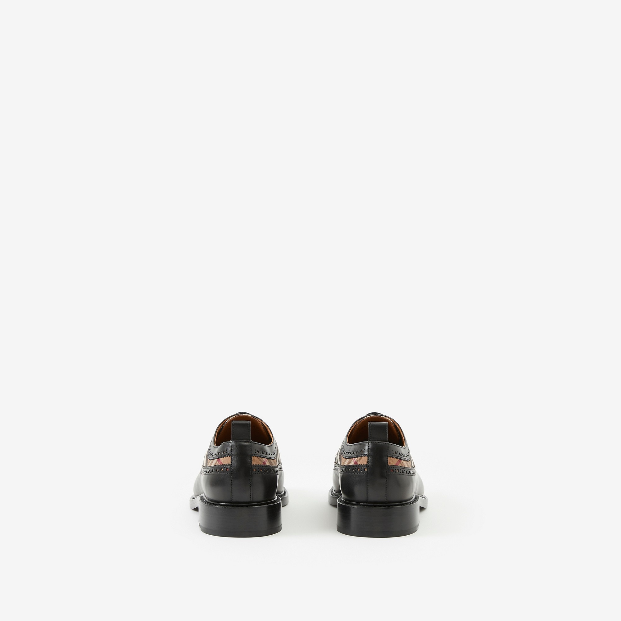 Vintage Check Panel Leather Derby Shoes - 3