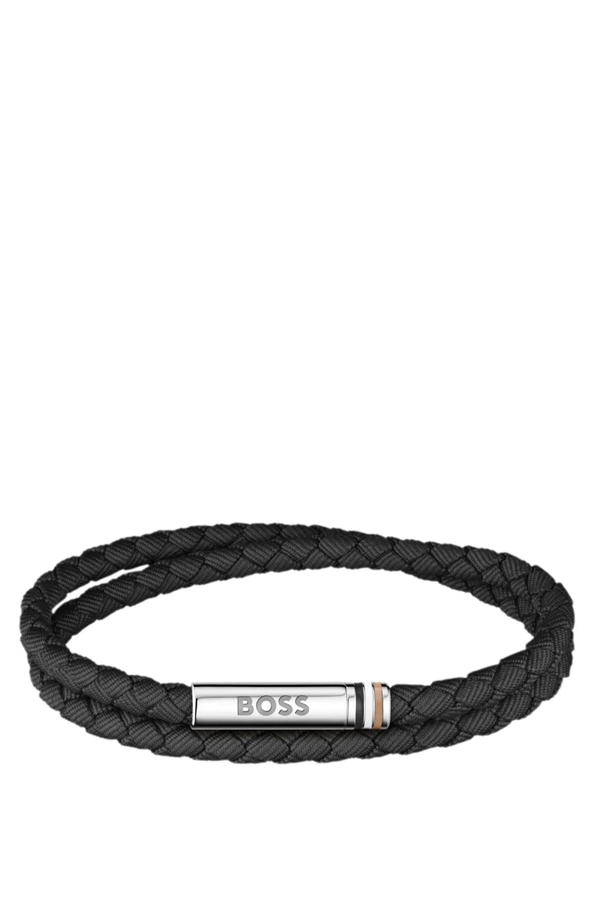 DOUBLE-BRAIDED BLACK CUFF WITH LOGO CLOSURE - 1