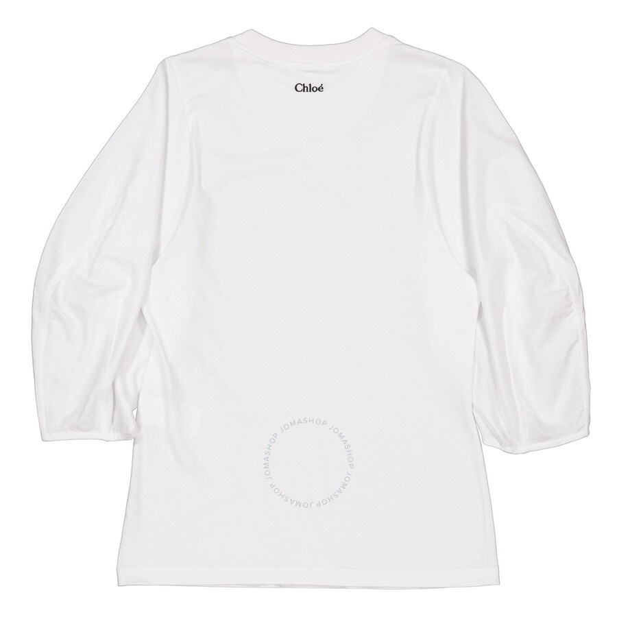 Chloe Ladies White Balloon Sleeves T-shirt - 2