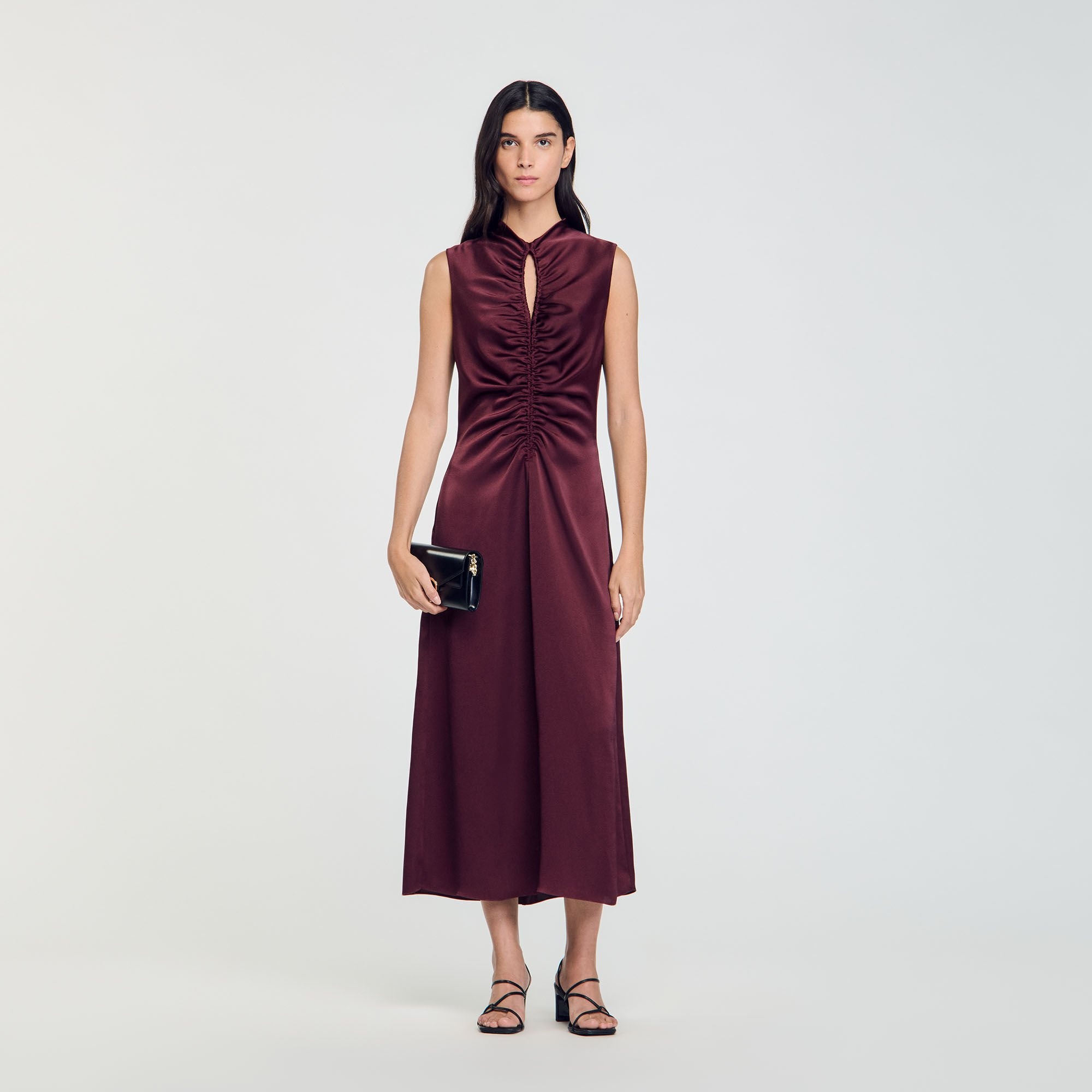 DRAPED SATIN-EFFECT DRESS - 2