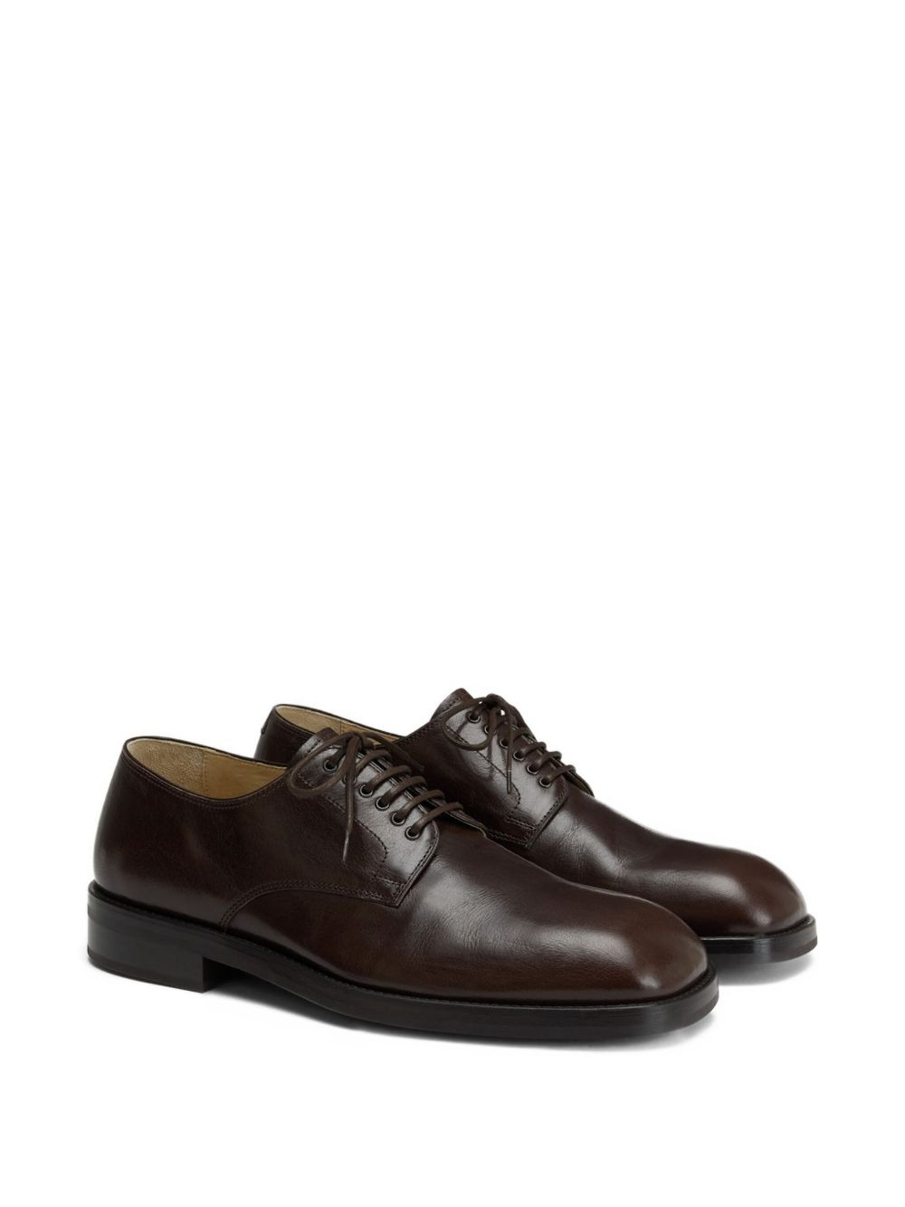 elongated-toe lace-up derby shoes - 2