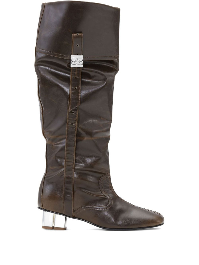 slouched knee-high leather boots 1