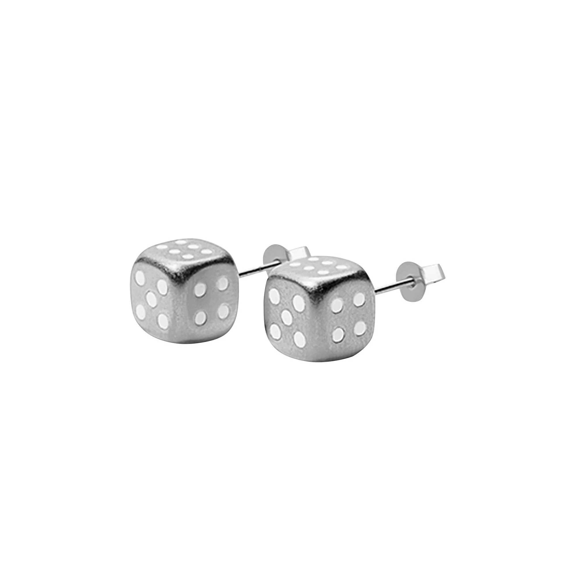 VEERT The Dice Earring Pair 'White Gold' - 1