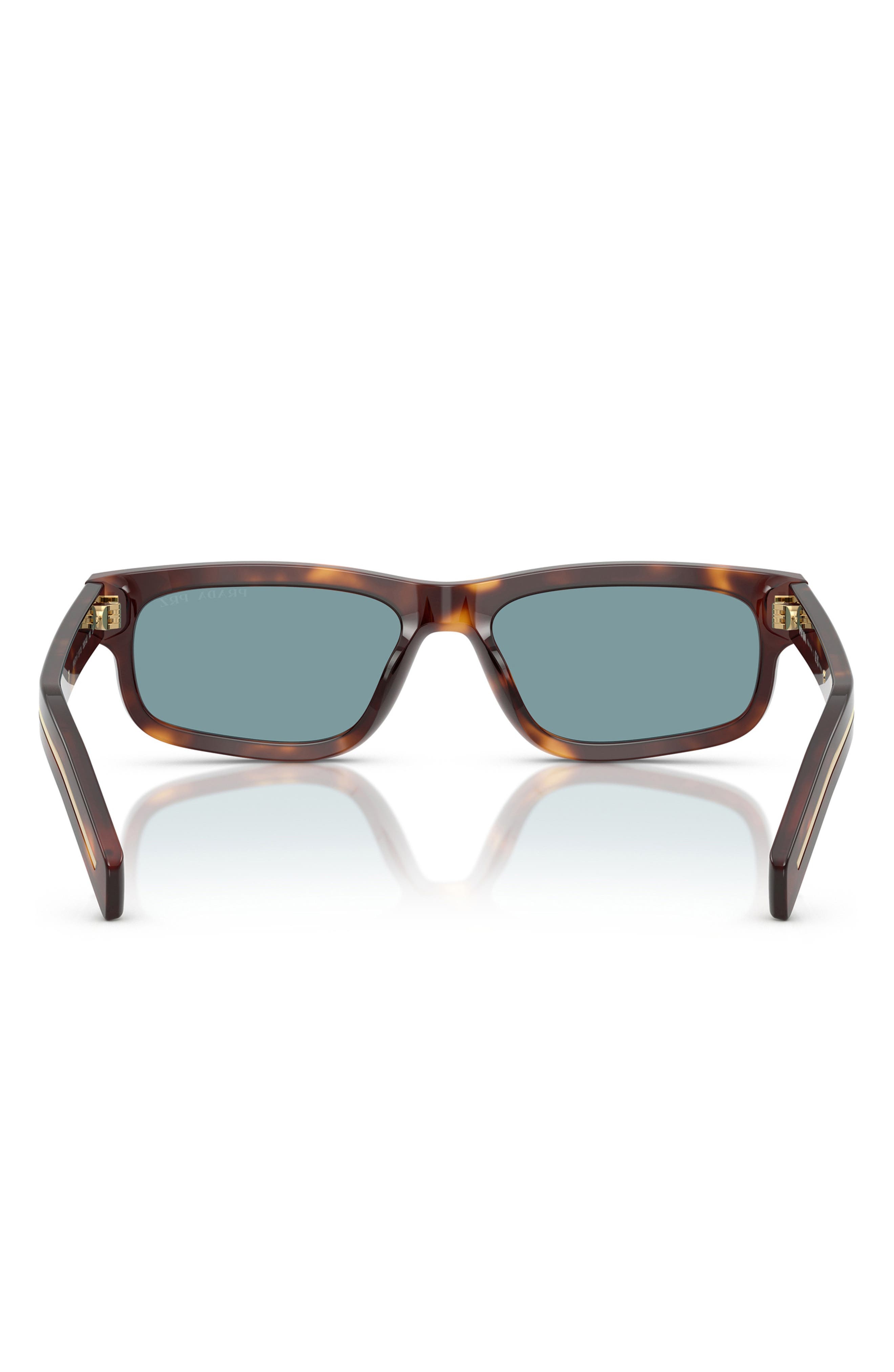 Prada 57mm Polarized Rectangular Sunglasses in Brown Tort at Nordstrom - 4