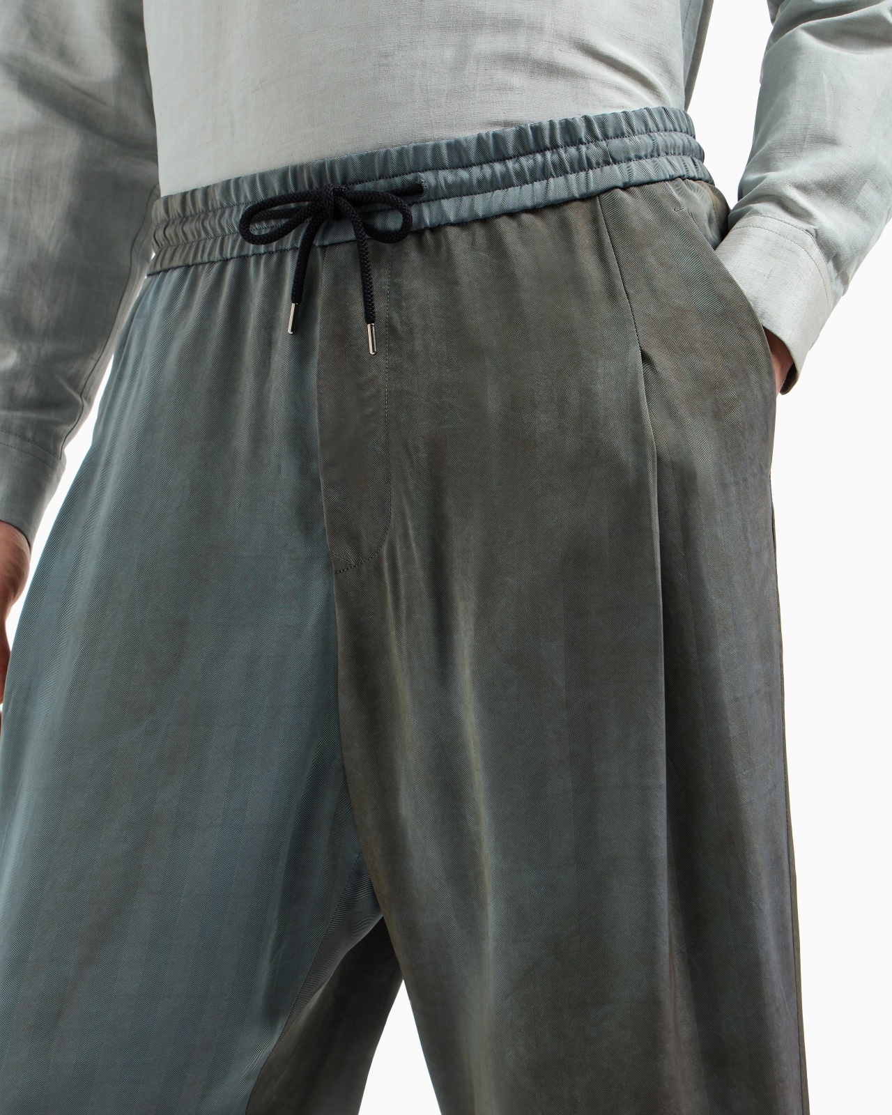 VISCOSE CANVAS FLAT-FRONT TROUSERS - 5