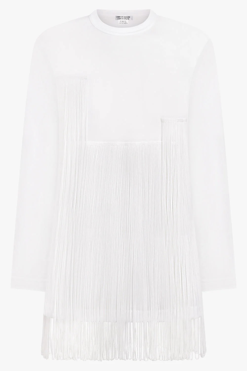 CREW NECK LS TOP WITH TASSEL DETAIL | WHITE - 1