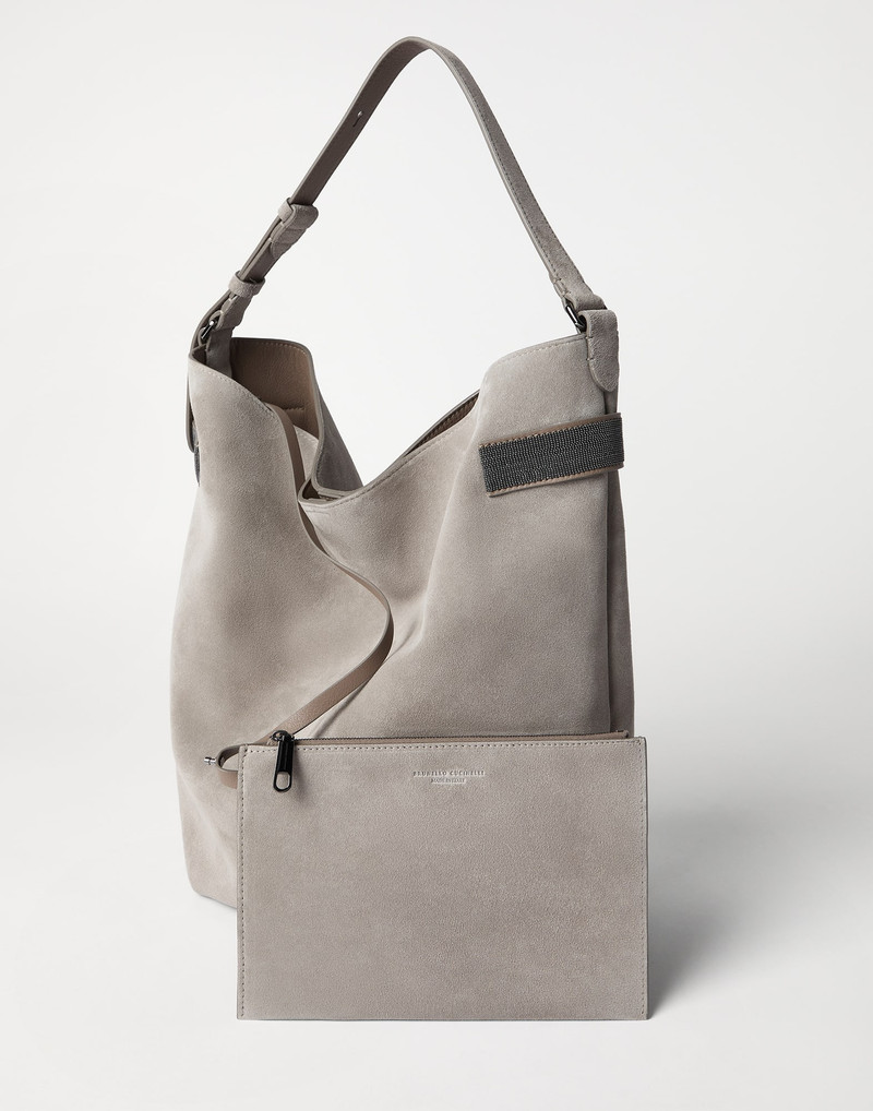Essence hobo bag in suede with precious bands 5