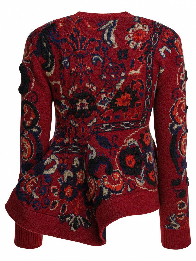 Floral Jacquard Knit Pullover - 2