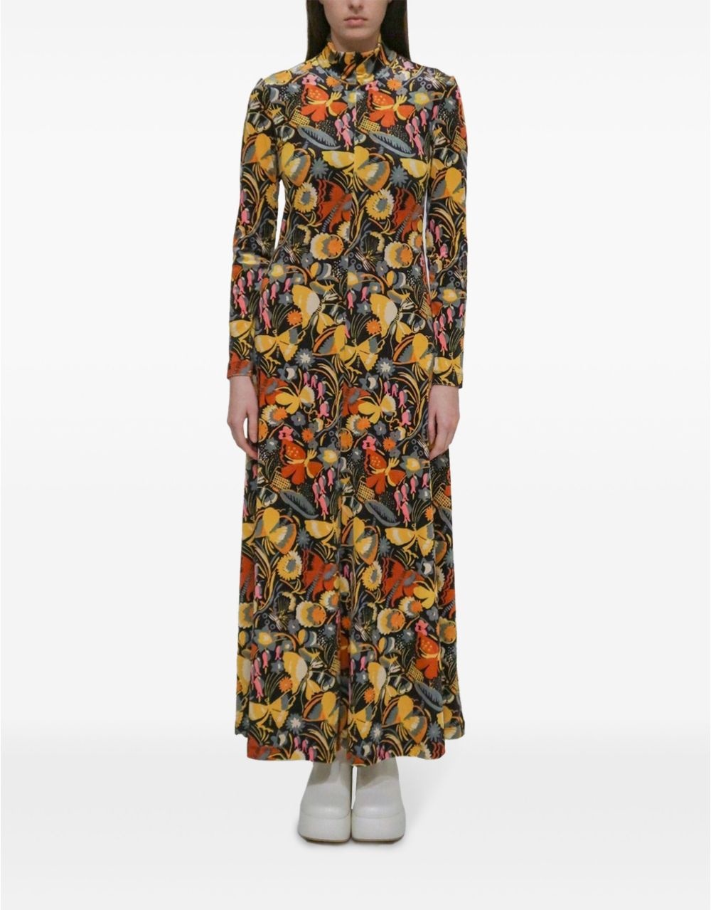 mock-neck velvet dress - 3