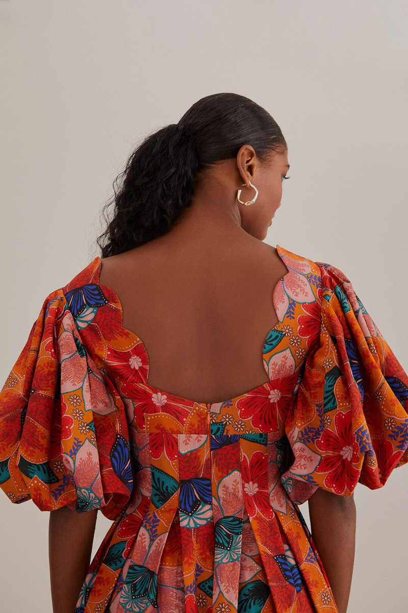Orange Marias Floral Cut-Out Midi Dress 6