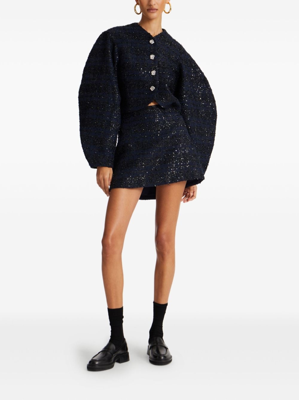 sequin-embellished puff-sleeve jacket - 2
